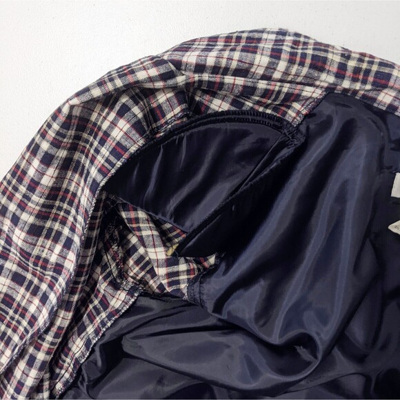 Vtg Linen Plaid Blazer Womens *fits XL Blue Red Laura Gayle Petite Lightweight - Picture 7 of 10